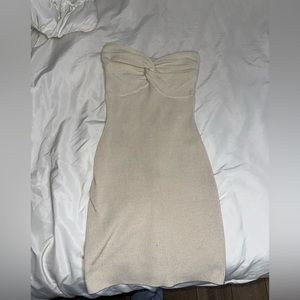 Criss Cross Knitted strapless dress